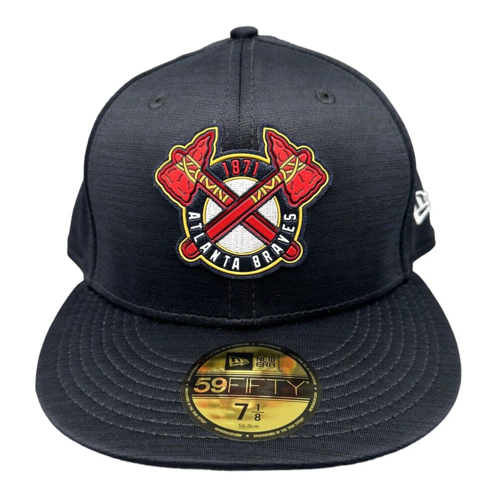 New Era 59fifty Fitted Atlanta Braves Clubhouse‎ blue Hat Men's Sz 7-1/8